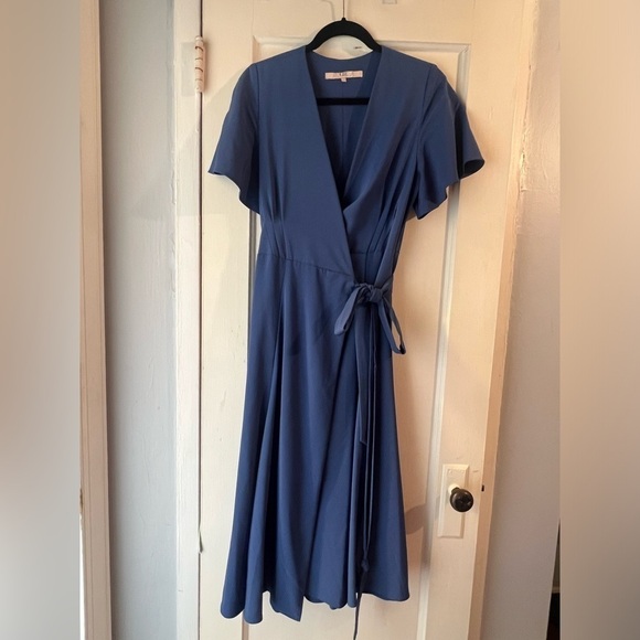 Hutch Kiera Midi Wrap Dress Blue M - Picture 9 of 11